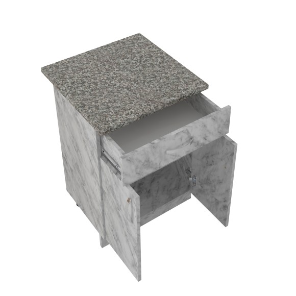 600 Стол рабочий/разделочный (1 ящик) - белый мрамор (60х84х43)