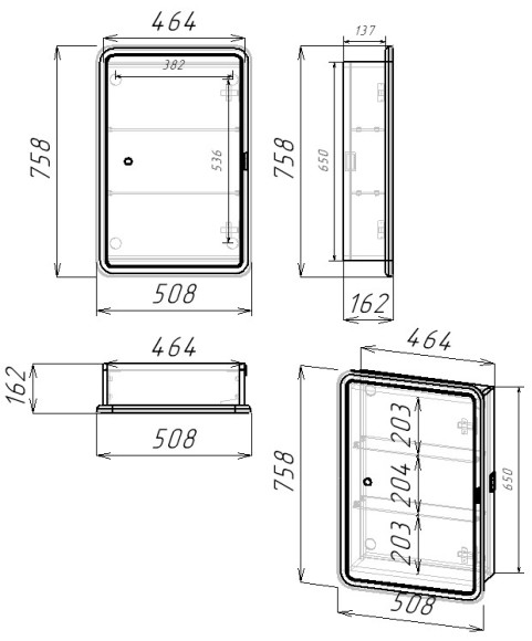 50 Зеркало-шкаф "Morgan 50" универсальное (LED-подсветка, сенсорный выключатель, диммер)