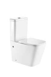 A2808 Унитаз-компакт, безободковый, сиденье тонкое ДП,  удлин. патрубок, крепления, арматура, гориз. выпуск 