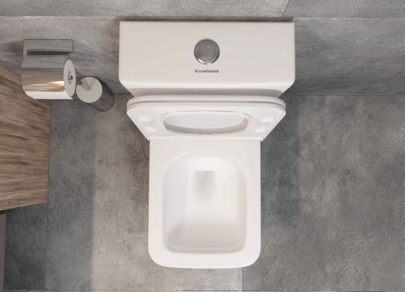 A2808 Унитаз-компакт, безободковый, сиденье тонкое ДП,  удлин. патрубок, крепления, арматура, гориз. выпуск 