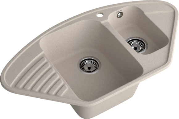 GRANFEST  Мойка QUARZ 14  угловая 1,5-чаши 930*500мм песочный арт.GF-Z-