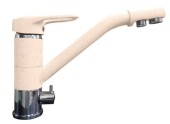 GRANFEST Смеситель для кухни прямой с краном питьевой воды D-40мм бежевый арт.