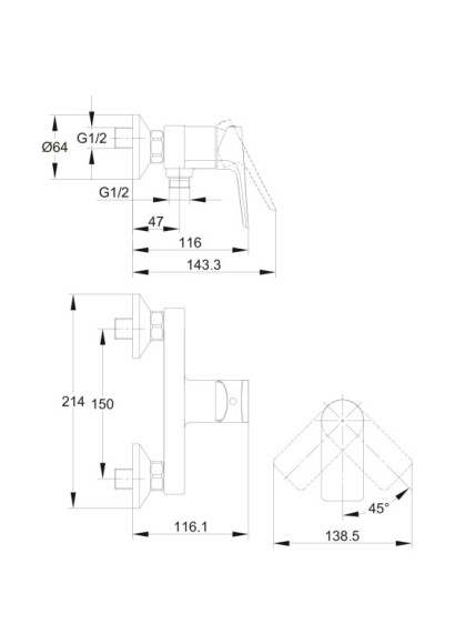 Смеситель для душа NATURE однорычажный Смеситель для душа NATURE однорычажный