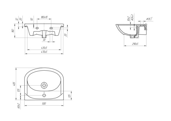 Раковина мебельная ERICA 50 1 отв.