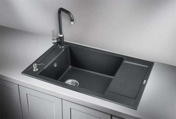 7806, ЧЁРНЫЙ, кухонная мойка, кварц