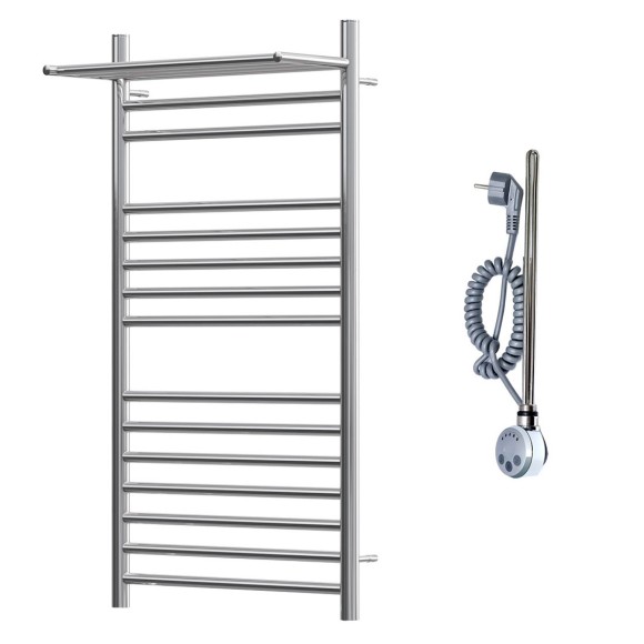 Полотенцесушитель электрический Point Аврора PN10150SPE П14 500x1000 с полкой левый/правый, хром Полотенцесушитель электрический Point Аврора PN10150SPE П14 500x1000 с полкой левый/правый, хром