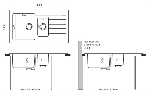 Кухонная мойка TOLERO Twist TTS-890K (№911 (Черн))