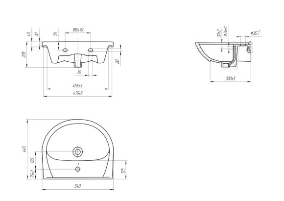 Раковина мебельная ERICA 55 1 отв. Раковина мебельная ERICA 55 1 отв.
