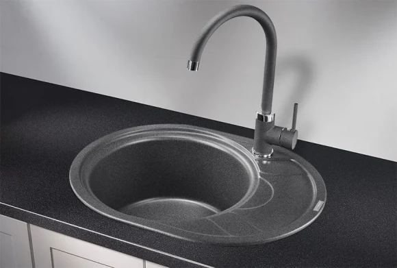 5802, ГРАФИТ (ЧЁРНО-СЕРЫЙ)  кухонная мойка, кварц
