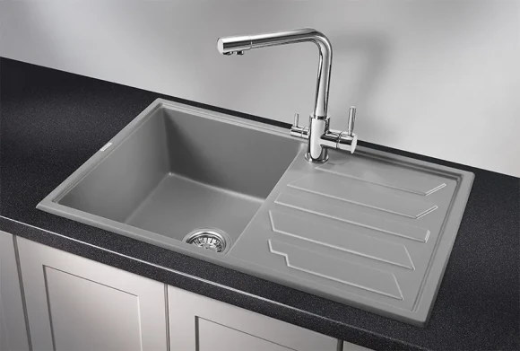 8002, АЛЮМИНИУМ, кухонная мойка, кварц
