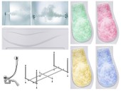 Комплект Акриловая ванна TIMO VINO1590L+Каркас, Слив-перелив+Гидромассаж 6 форсунок+Гидромассаж спины 3 форсунки+Хромотерапия+Фронтальная панель