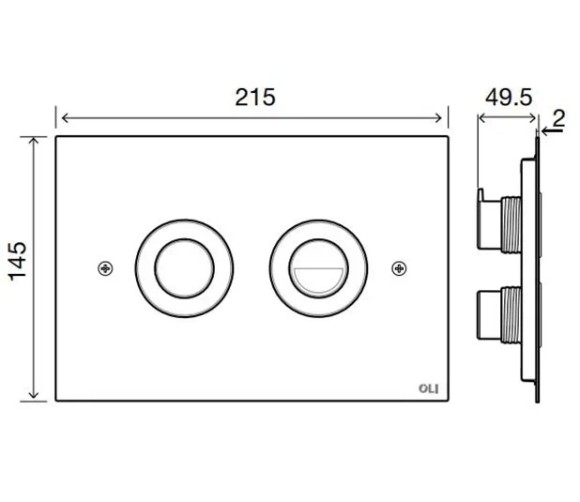 Панель пневматическая двойная OLI TREND, сталь, матовый, антивандальная