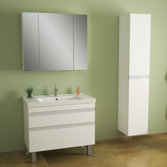 Тумба GRACE PLUS, 60 см, подвесная/напольная, 2 ящика, с опорами, белый глянец