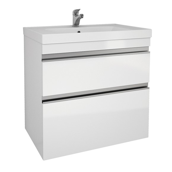 Тумба GRACE PLUS, 60 см, подвесная/напольная, 2 ящика, с опорами, белый глянец