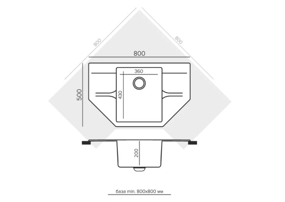 Кухонная мойка Polygran RIFF-800 №14 Серый