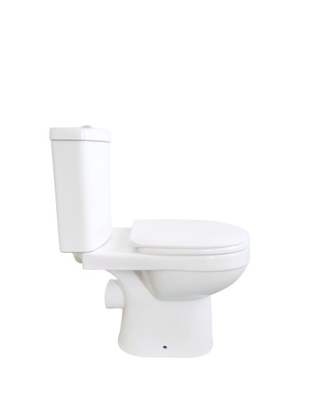 B03 Унитаз-компакт, безободковый, сиденье тонкое ДП, крепления, арматура, гориз. выпуск 