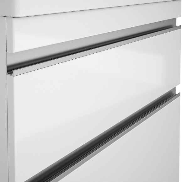 Тумба GRACE PLUS, 70 см, подвесная/напольная, 2 ящика, с опорами, белый глянец