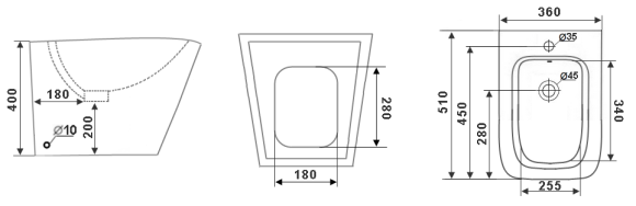 Биде напольное TIMO SOLI TK-302 (510*360*400)