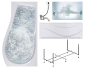 Комплект Акриловая ванна TIMO VINO1590R+Каркас + Слив-перелив+Гидромассаж 6 форсунок+Фронтальная панель