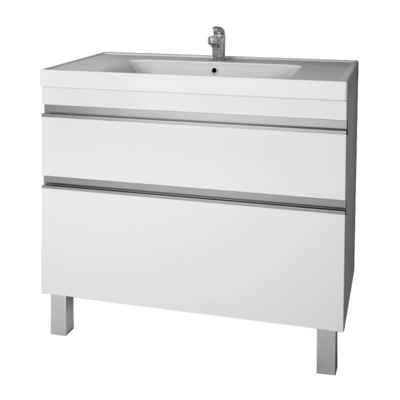 Тумба GRACE PLUS, 90 см, подвесная/напольная, 2 ящика, с опорами, белый глянец