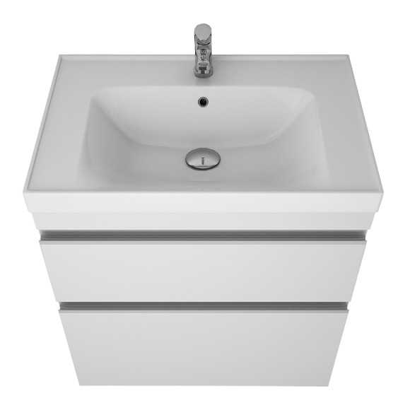 Тумба GRACE PLUS, 90 см, подвесная/напольная, 2 ящика, с опорами, белый глянец