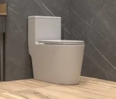 Унитаз-моноблок T1083 безободковый круговой смыв, сиденье тонкое ДП, арматура (с гофрой и подводкой) 