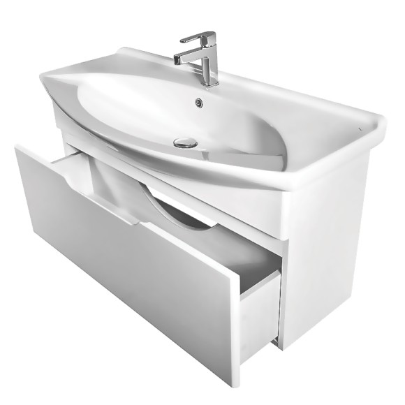 Тумба LAGUNA, 65 см, подвесная, 1 ящик, белый глянец