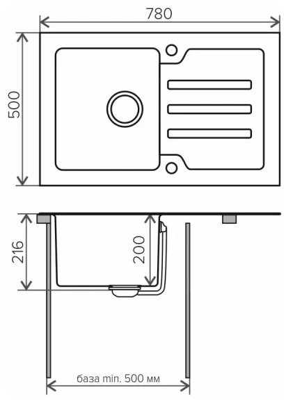 Кухонная мойка TOLERO Ceramic Glass TG-780 (Чёрная)