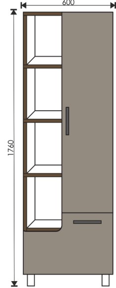 60 Пенал-шкаф "Catherine 60 №2" белый камень