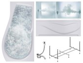 Комплект Акриловая ванна TIMO VINO1590R+Каркас + Слив-перелив+Гидромассаж 6 форсунок+Гидромассаж спины 3 форсунки+Фронтальная панель