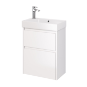 Тумба SLIM, 55 см, подвесная/напольная, 2 ящика, белый глянец