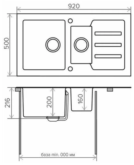 Кухонная мойка TOLERO Ceramic Glass TG-920K Черная