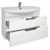 Тумба LAGUNA PLUS, 65 см, подвесная/напольная, 2 ящика, с опорами, белый глянец