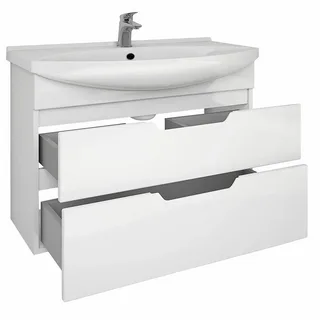 Тумба LAGUNA PLUS, 65 см, подвесная/напольная, 2 ящика, с опорами, белый глянец