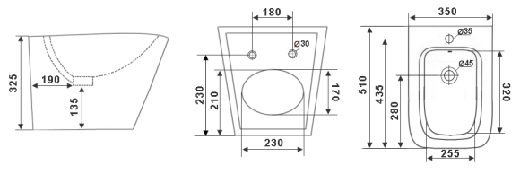 Биде подвесное TIMO SOLI TK-304MB (510*350*325)