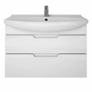 Тумба LAGUNA PLUS, 75 см, подвесная/напольная, 2 ящика, с опорами, белый глянец
