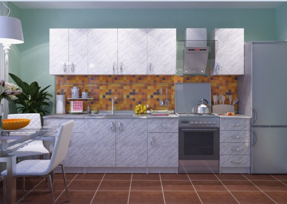 600 Шкаф навесной для посуды с полкой -  белый мрамор 600 Шкаф навесной для посуды с полкой -  белый мрамор