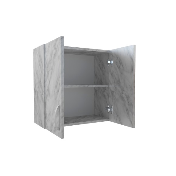 600 Шкаф навесной для посуды с полкой -  белый мрамор 600 Шкаф навесной для посуды с полкой -  белый мрамор