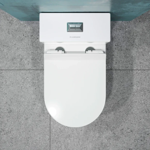 Унитаз-моноблок 5005 безободковый, сиденье тонкое ДП, арматура (с гофрой и подводкой) 