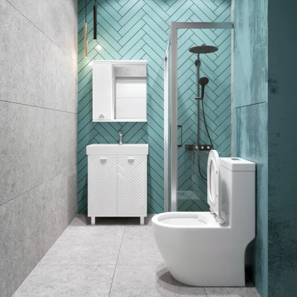 Унитаз-моноблок 5005 безободковый, сиденье тонкое ДП, арматура (с гофрой и подводкой) 