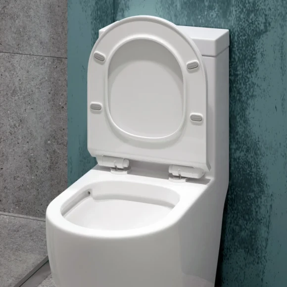 Унитаз-моноблок 5005 безободковый, сиденье тонкое ДП, арматура (с гофрой и подводкой) 