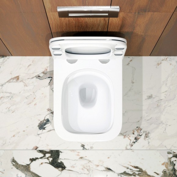 Унитаз подвесной K402 безободковый, сиденье тонкое ДП, крепления 