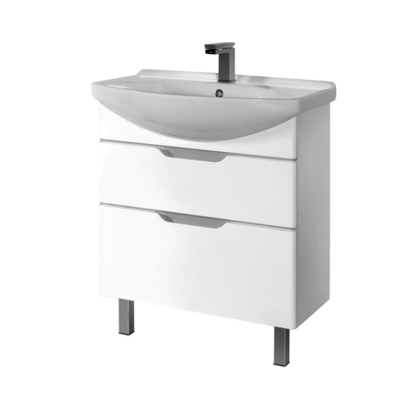 Тумба LAGUNA PLUS, 85 см, подвесная/напольная, 2 ящика, с опорами, белый глянец