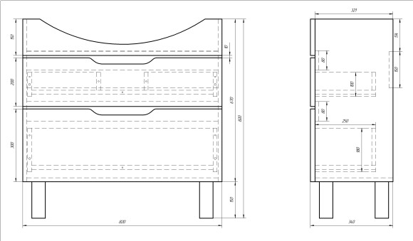 Тумба LAGUNA PLUS, 85 см, подвесная/напольная, 2 ящика, с опорами, белый глянец