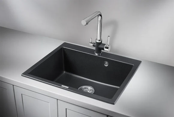 6001, ШВАРЦ (чёрный металлик), кухонная мойка, кварц 6001, ШВАРЦ (чёрный металлик), кухонная мойка, кварц