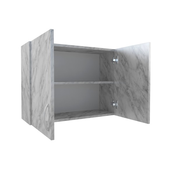 800 Шкаф навесной  для посуды с полкой - белый мрамор