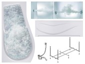 Комплект Акриловая ванна TIMO VINO1792L+Каркас + Слив-перелив+Гидромассаж 6 форсунок+Гидромассаж спины 3 форсунки+Фронтальная панель