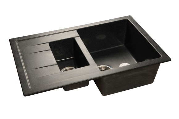 GRANFEST Мойка QUADRO 775KL  1,5-чаши+крыло 765*495мм черный арт.GF-