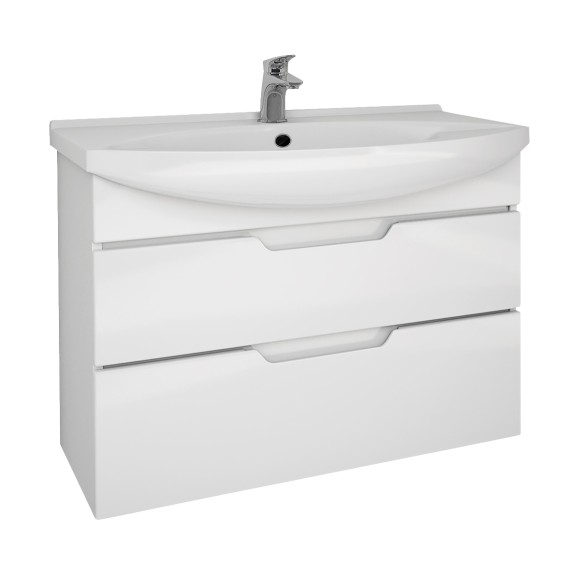 Тумба LAGUNA PLUS, 105 см, подвесная/напольная, 2 ящика, с опорами, белый глянец