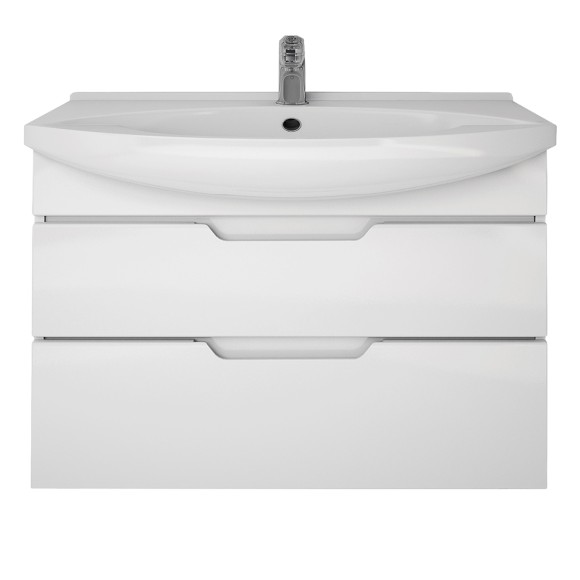 Тумба LAGUNA PLUS, 105 см, подвесная/напольная, 2 ящика, с опорами, белый глянец